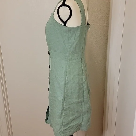 Ann Taylor Mint Green Button Accent Mini Dress - Sz 2 - Picture 3 of 9
